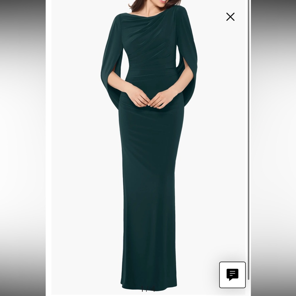 NWT Betsy & Adam Drape Back Dark Green Gown for Wedding Guest Prom Size 14W